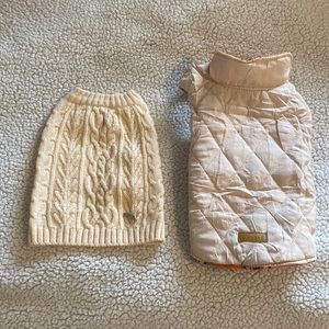 Dog sweater and dog jacket. NWOT. Beige.